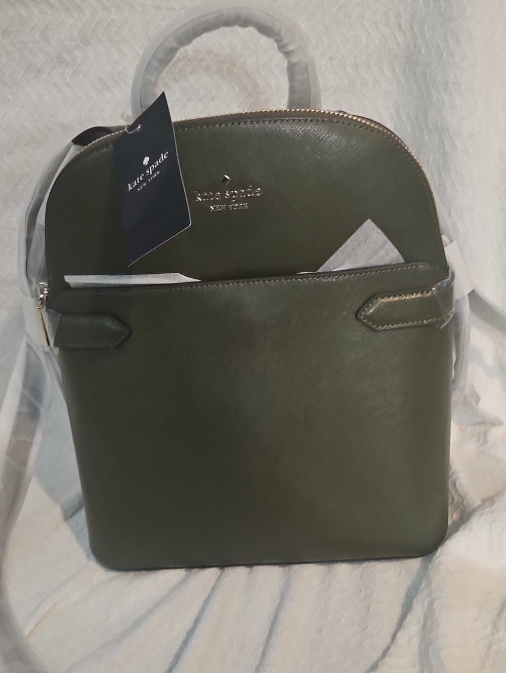 kate spade Olive Green Saffiano Leather Backpack NWT never Used